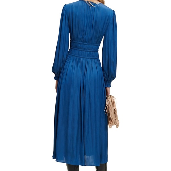 Maje Riannette Satin Maxi Dress in Blue sz 2 415$ - Picture 6 of 14